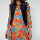 Vintage Argyle Long Sleeve Mini Dress